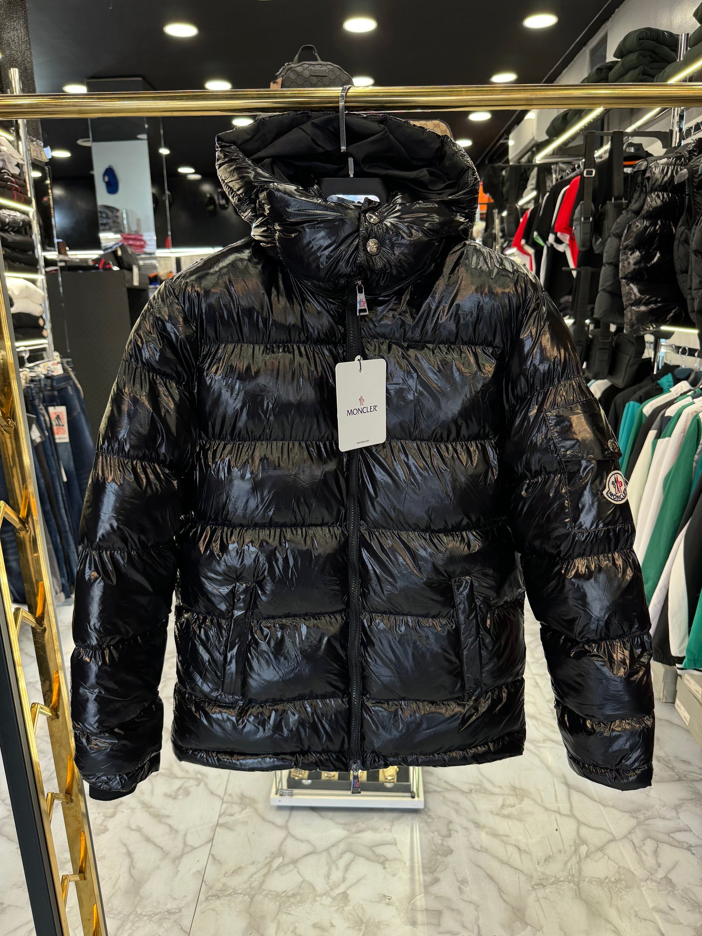 MONCLER MAYA ΓΥΑΛΙΣΤΕΡΟ - ΜΠΟΥΦΑΝ