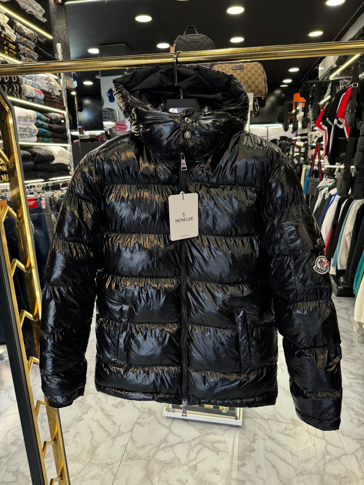 MONCLER MAYA ΓΥΑΛΙΣΤΕΡΟ - ΜΠΟΥΦΑΝ